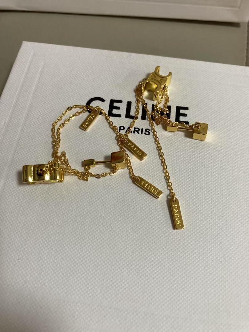 CELINE ゴールド チェーン ピアス