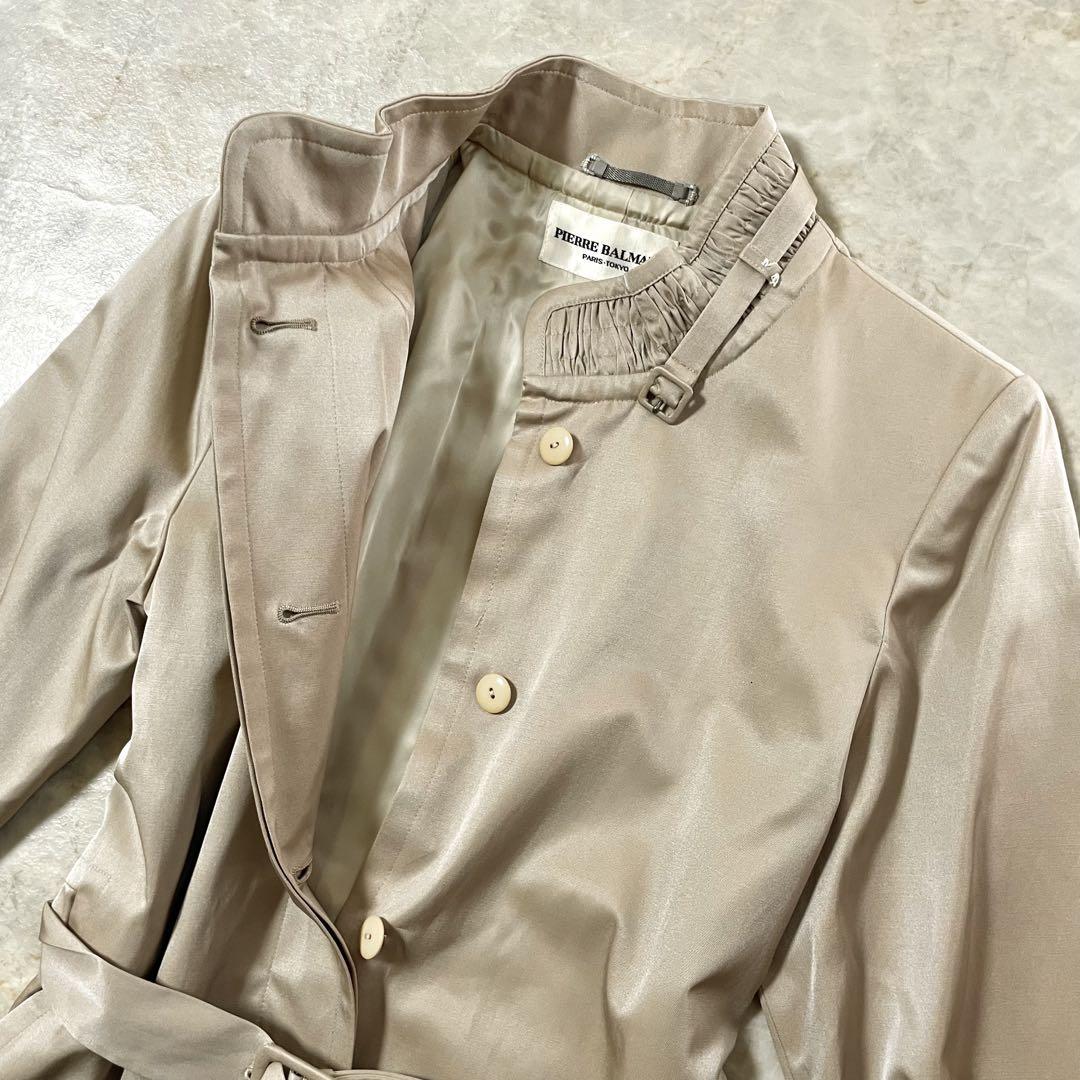 PIERRE BALMAIN ベルト付 バンドカラー ワンピース トレンチコート