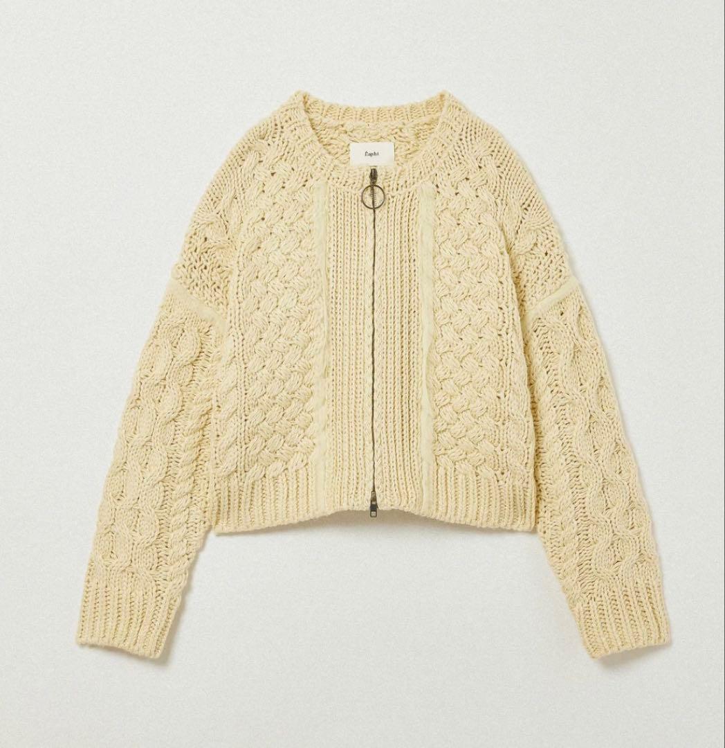Eaphi CABLE ZIP CARDIGAN cream