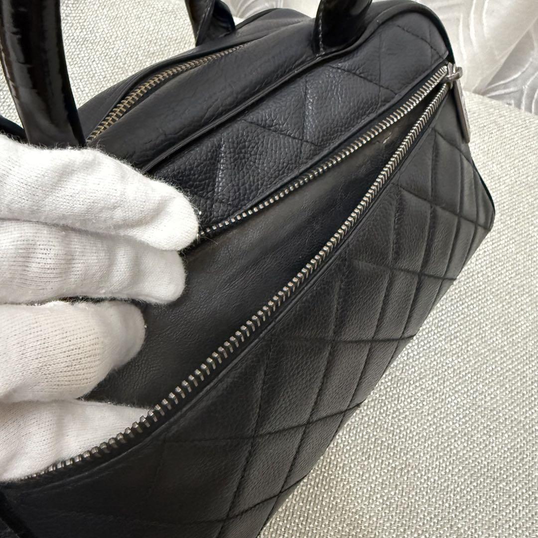 CHANEL マトラッセ ミニボストン ハンドバッグ キャビアスキン ブラック