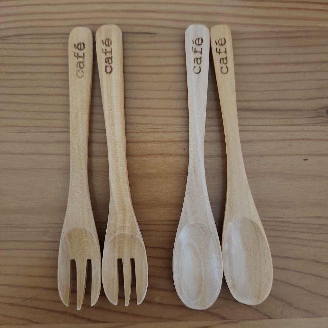 未使用木製カトラリー木製コースターおうちカフェ6点セット