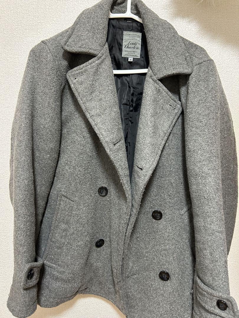 Louis Chavlon グレー ダブルブレスト チェスターコート Mオ