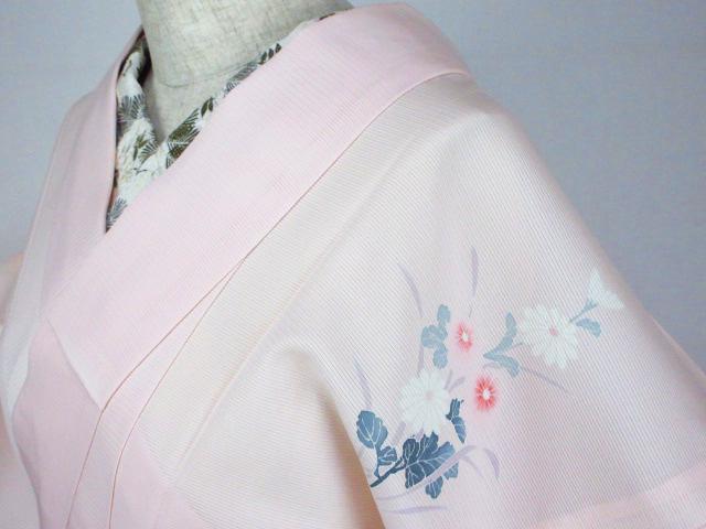 未着用！絹絽＊淡い撫子色＊夏模様＊紋無し＊夏物＊訪問着＊１６６ｃｍ＊裄６６