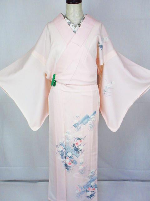 未着用！絹絽＊淡い撫子色＊夏模様＊紋無し＊夏物＊訪問着＊１６６ｃｍ＊裄６６