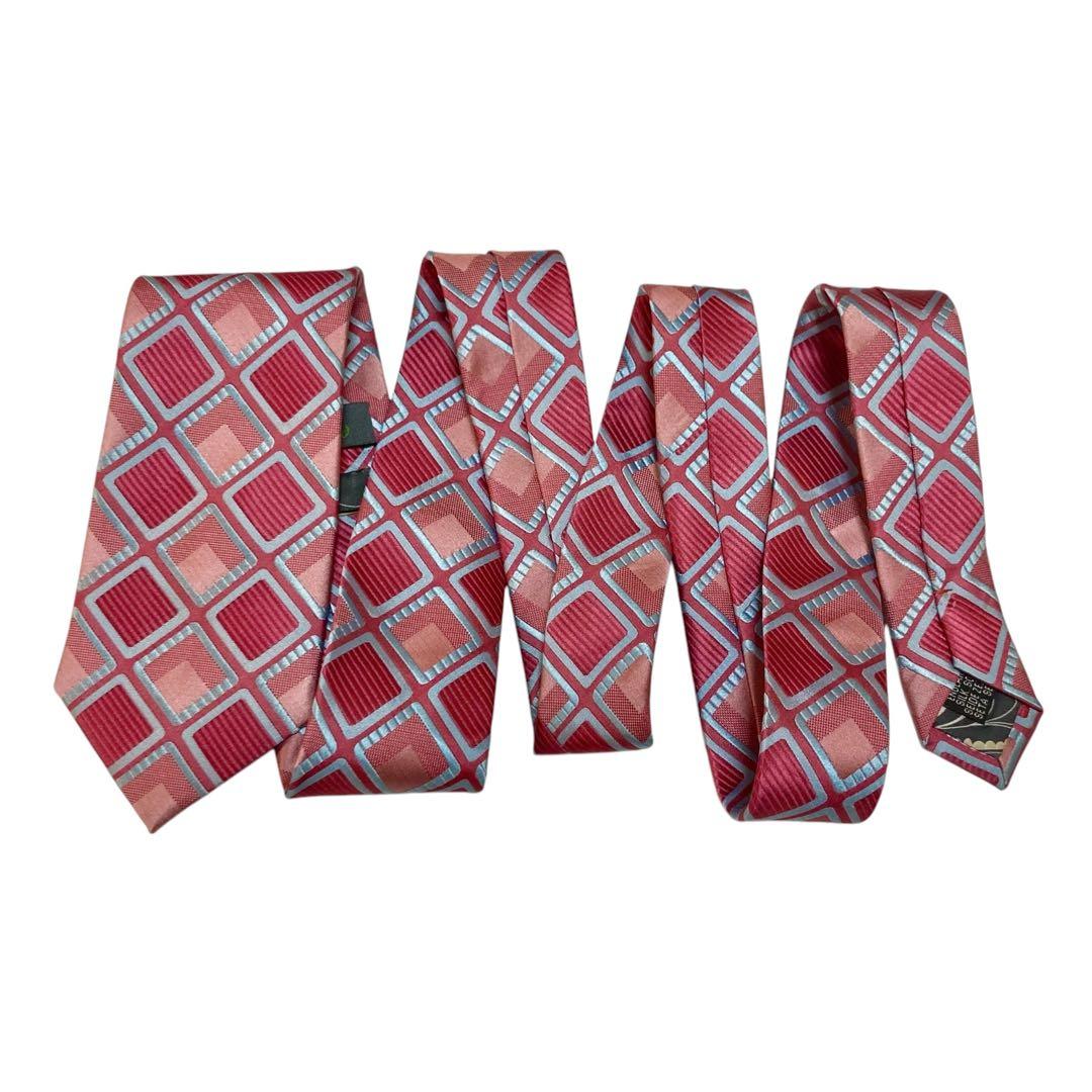 極美品　Paul Smith ポールスミス　ネクタイ　チェック柄　ピンク　赤　艶
