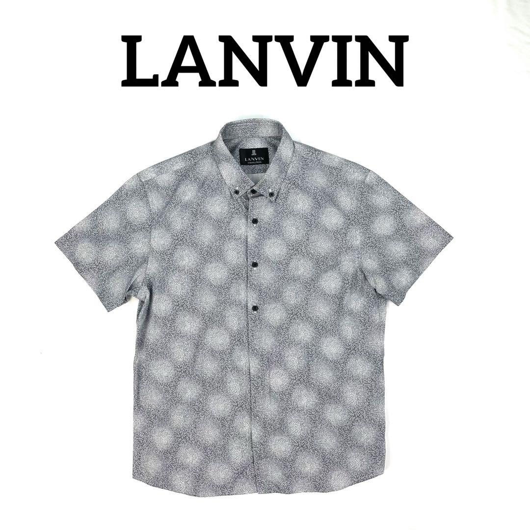 LANVIN ランバン　M 総柄　シャツ　半袖　水玉　極美品　比翼