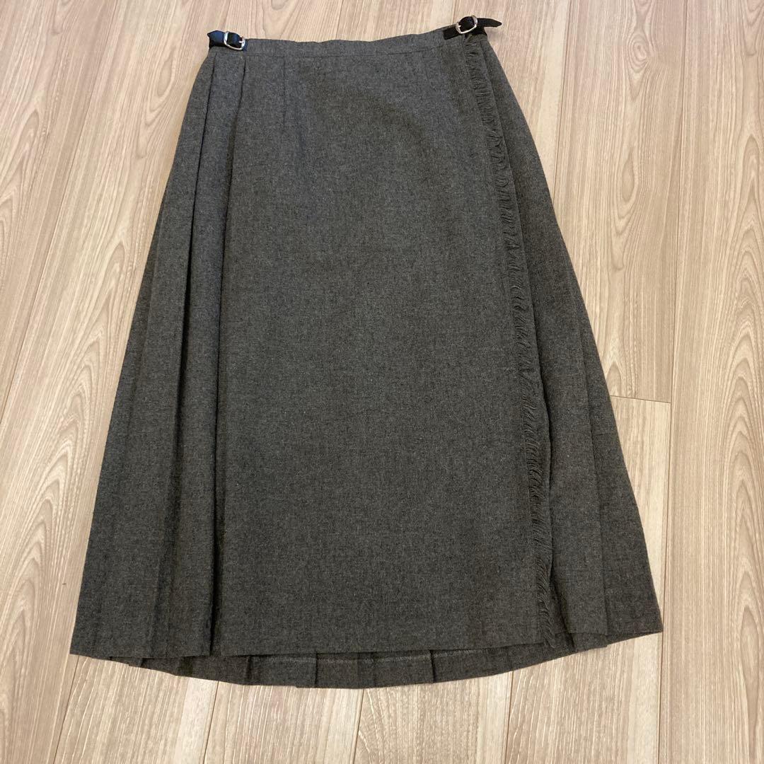 オニールオブダブリン ウール プリーツラップスカート 42