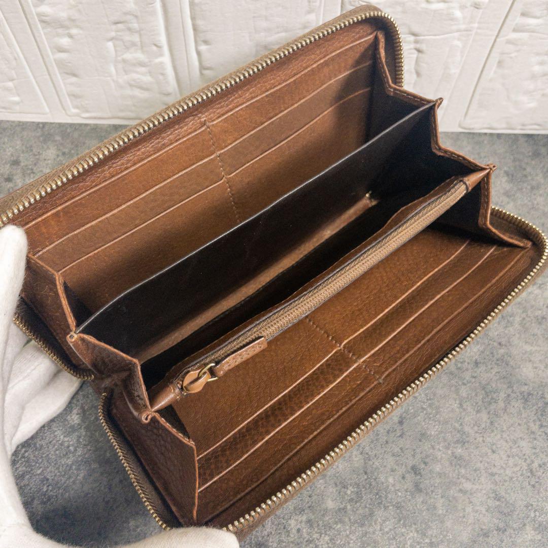 美品☆GUCCIラウンドジップ 長財布 GGシマレザーバンブー