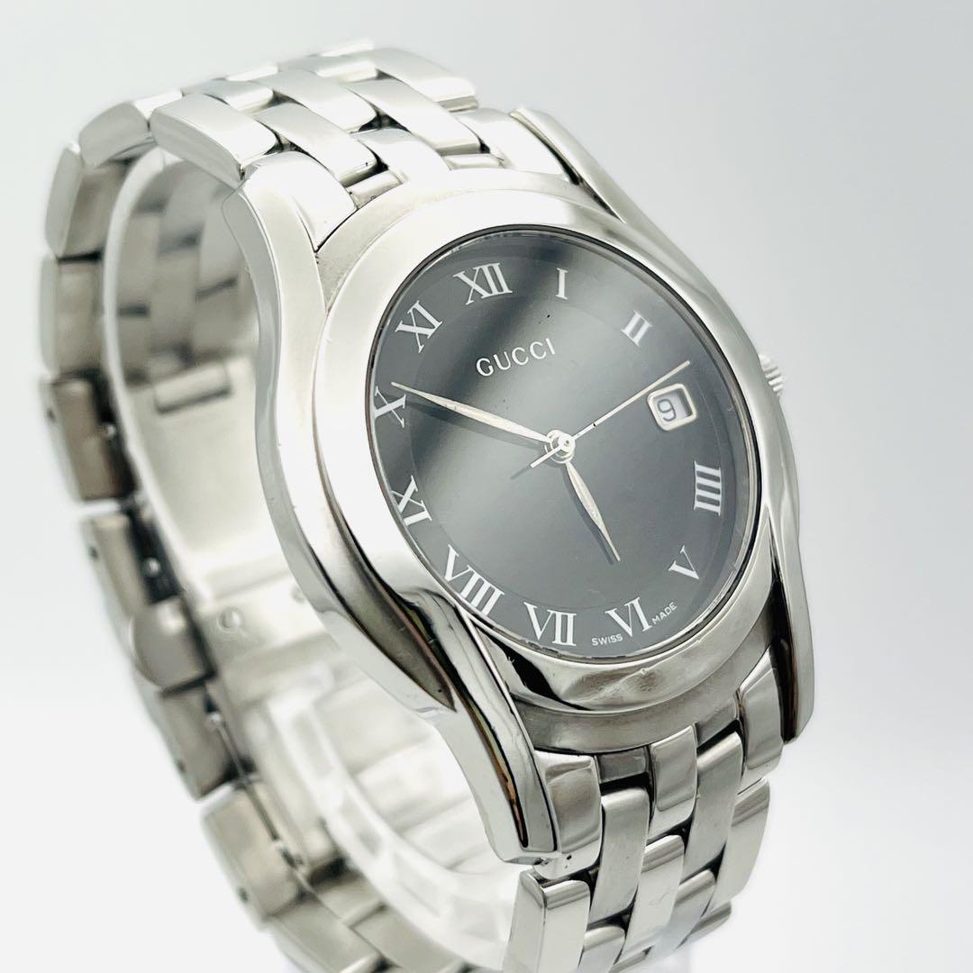 【美品】GUCCI 5500M メンズ時計 ブラック文字盤