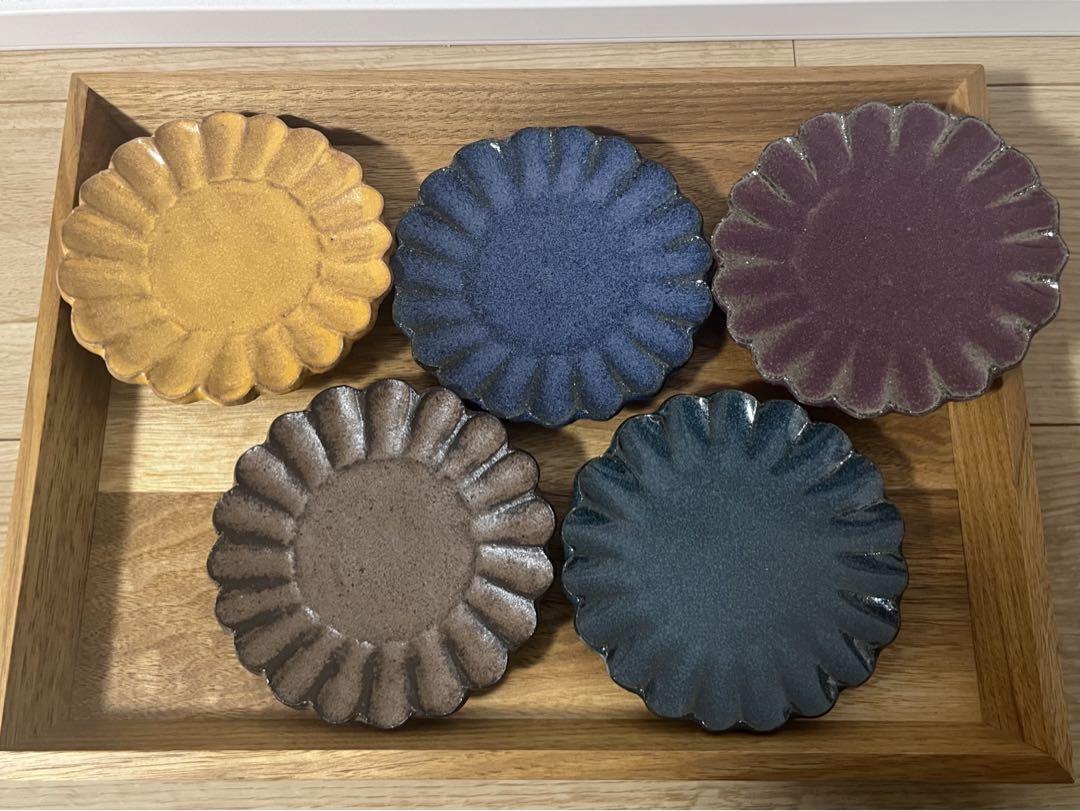 残り1セット】新品 小澤基晴 輪花豆皿5枚セット 4寸/約 残り1セット】新品 小澤基晴 輪花豆皿5枚セット 4寸/約