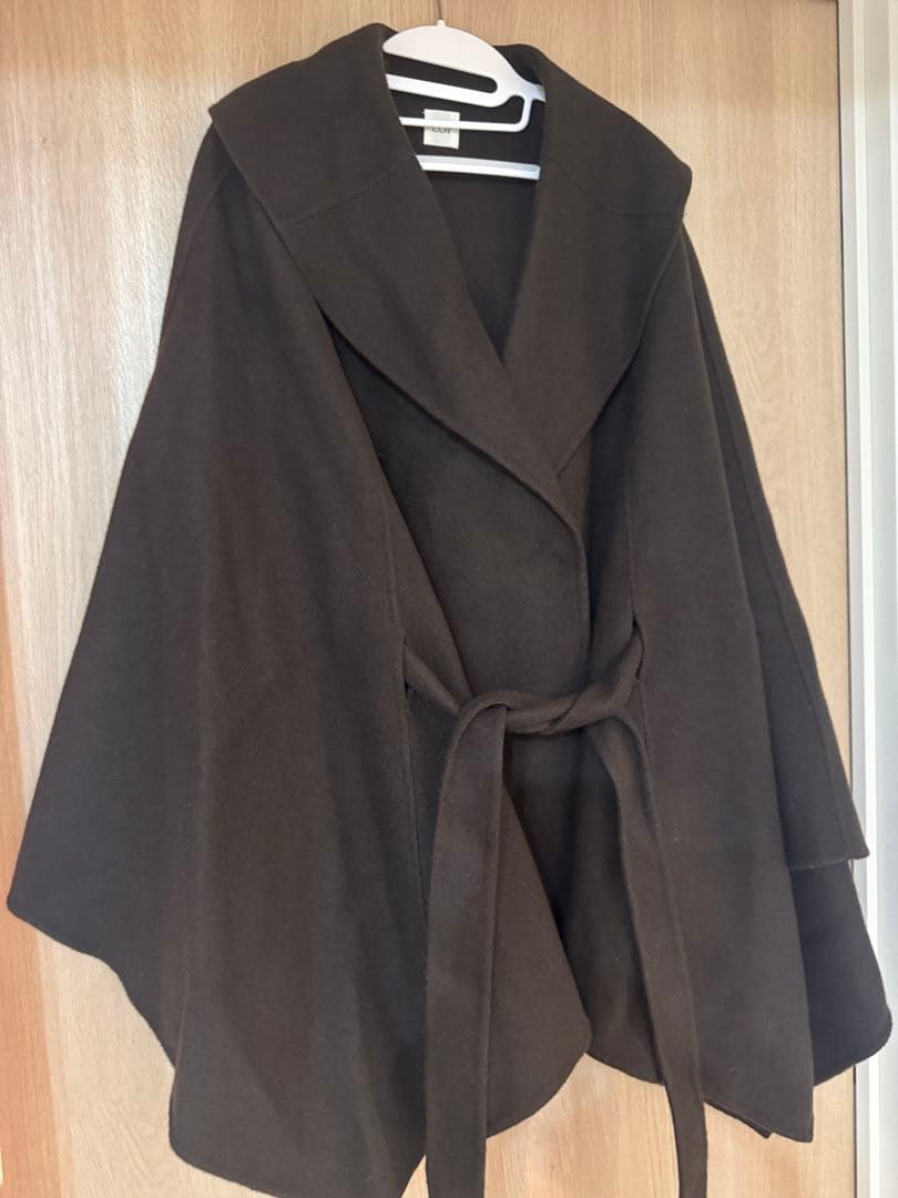 L'Or レギュラーヘムケープコート　ダークブラウン