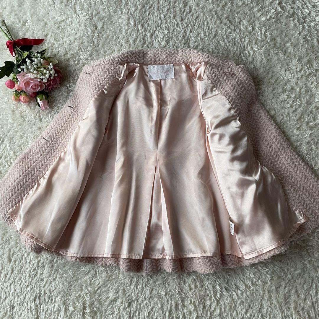美品✨リズリサ　ショートニットコート　スカラップ　ピンク　サイズ1/M
