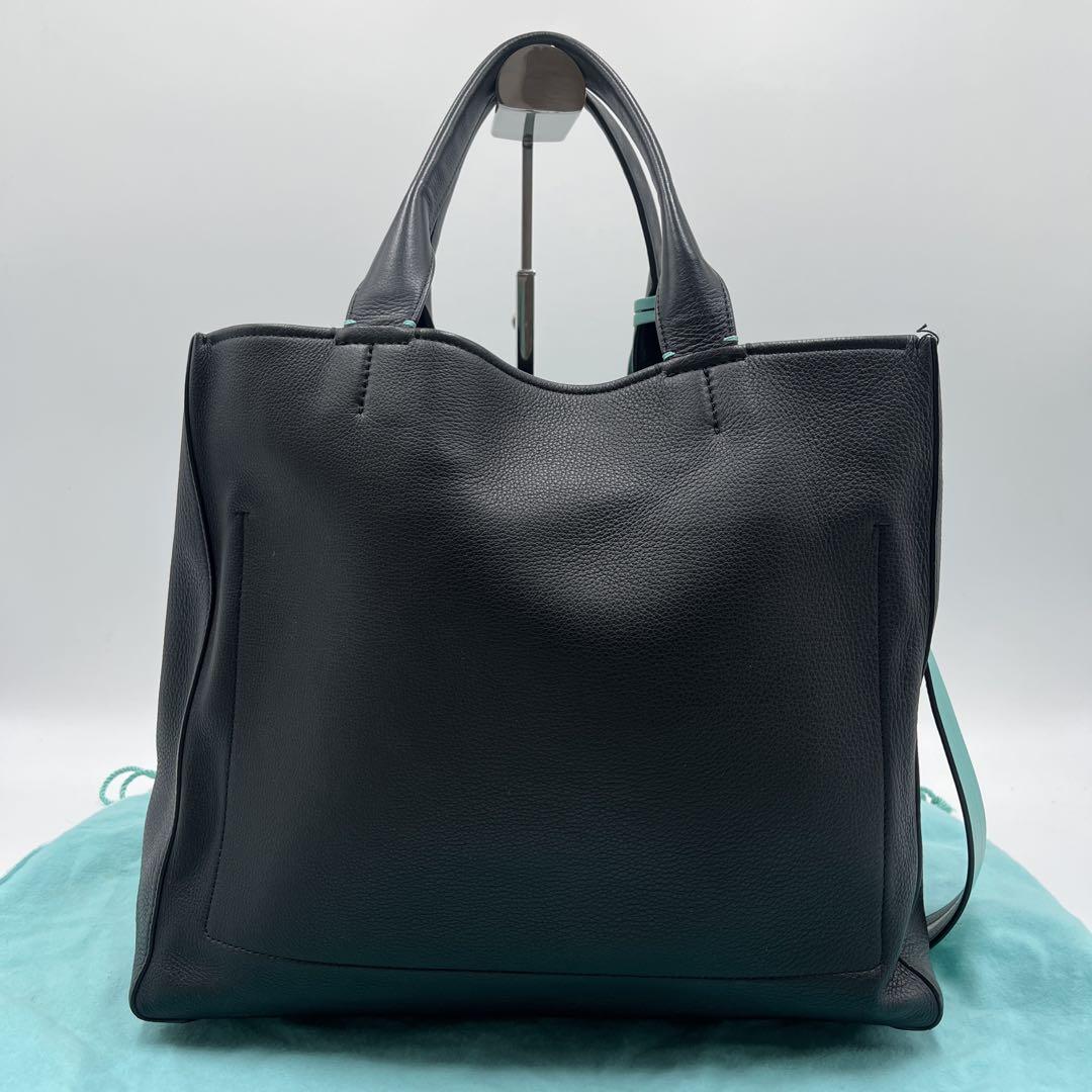極美品✨ティファニー トートバッグ ショルダー 2way A4収納 レザー 黒