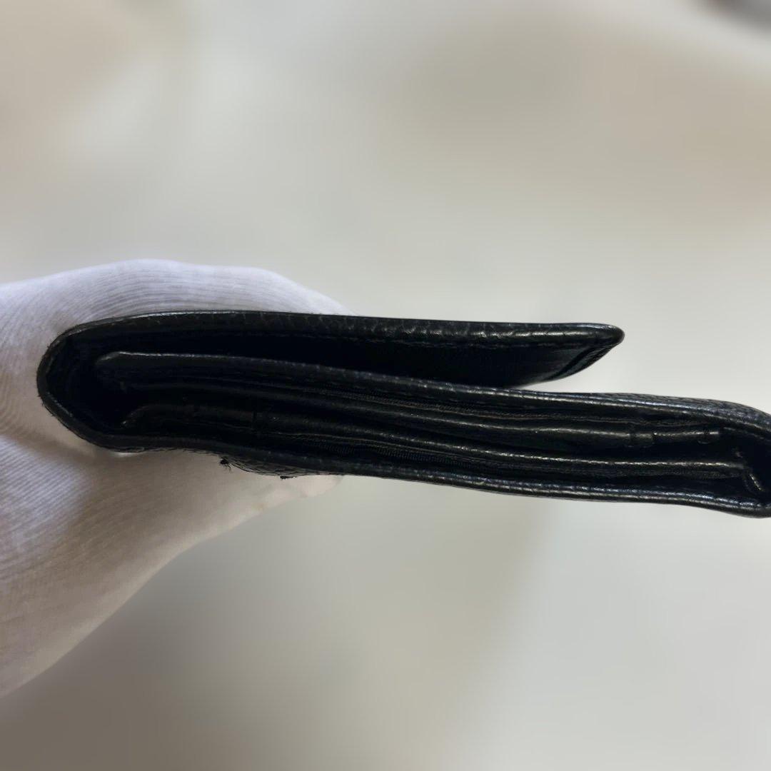 CHANEL ブラック レザー 三つ折り財布