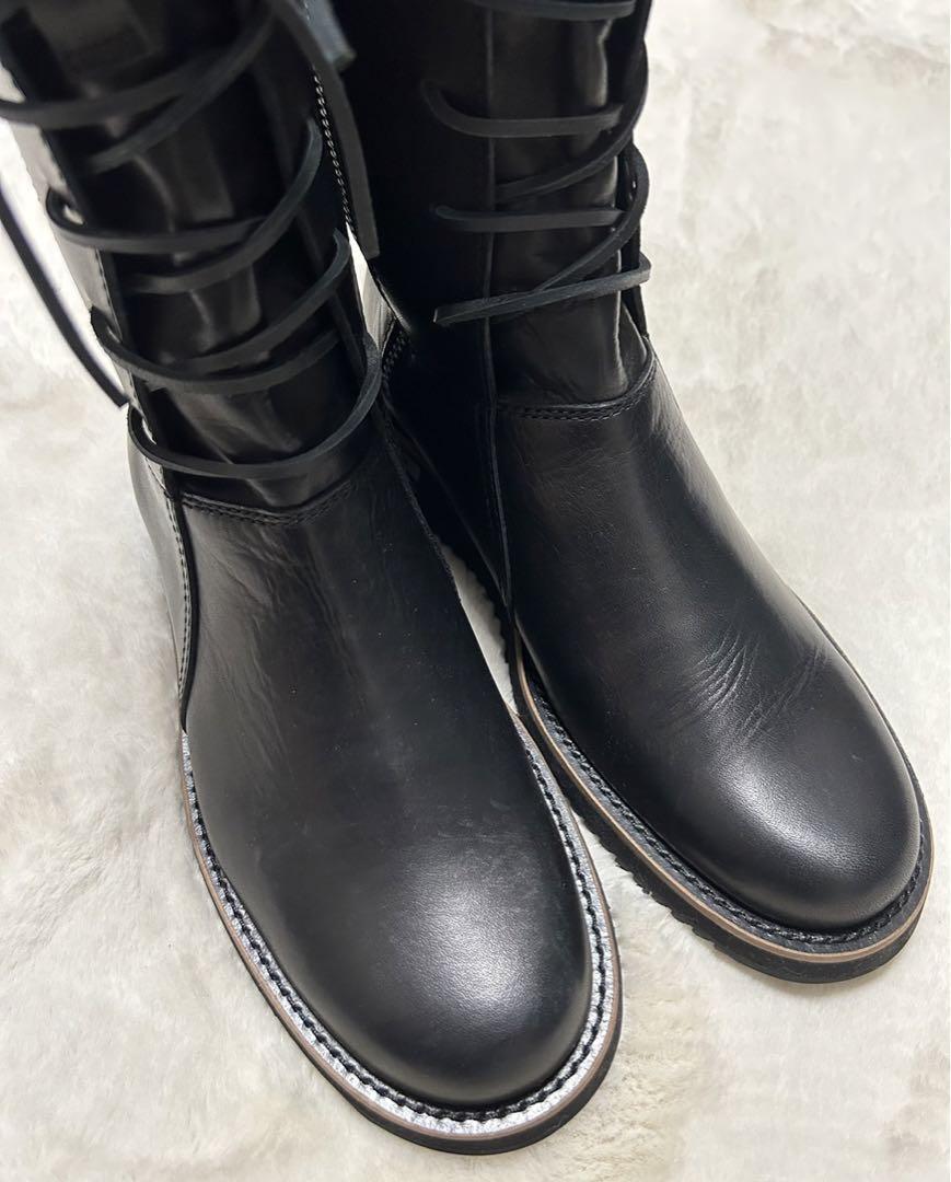 【未使用品】CRESCENT/レースアップロングブーツ/sizeＭ/黒