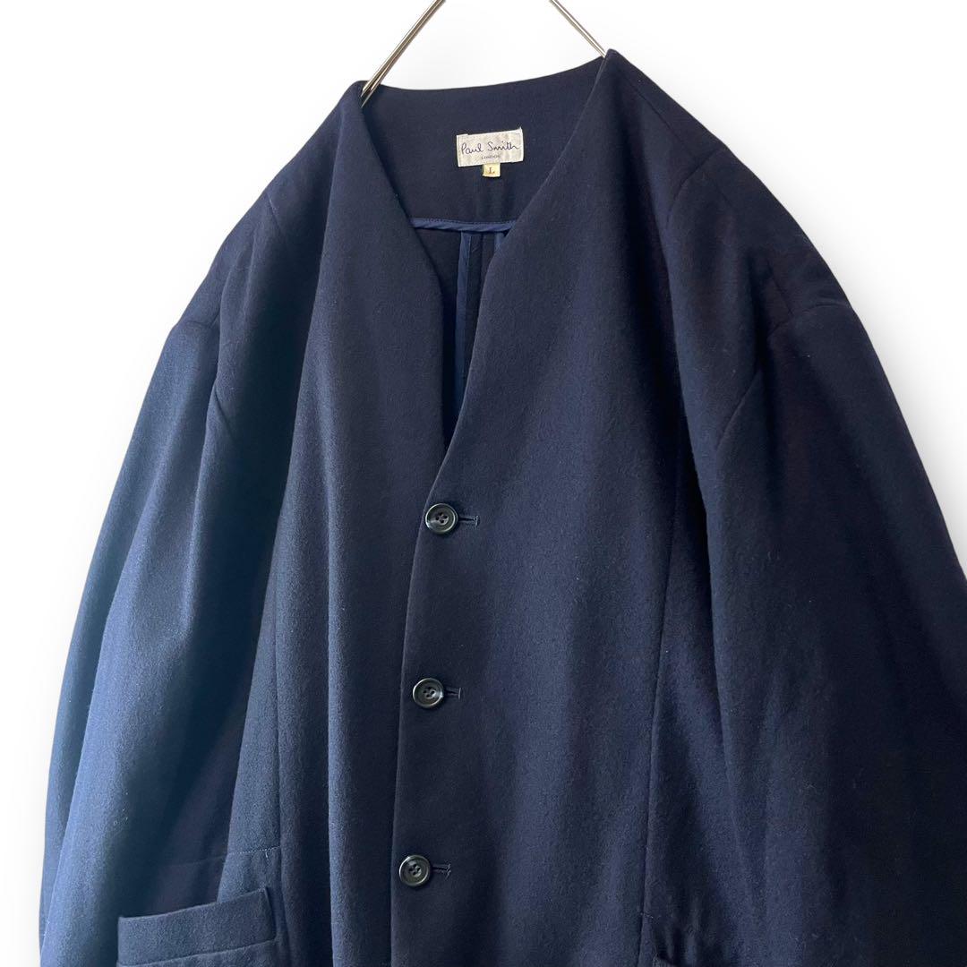 Paul Smith London ノーカラージャケット ウール ネイビー L