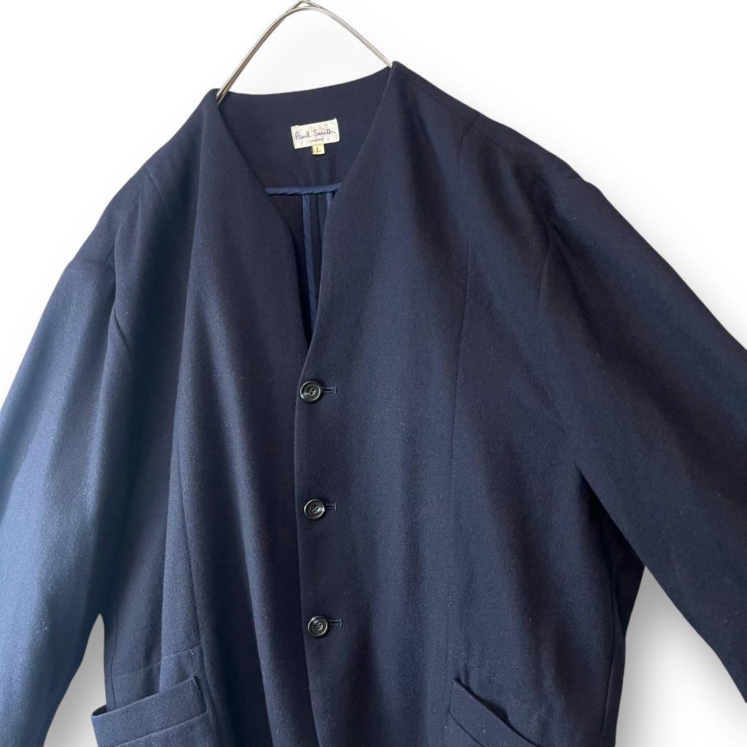 Paul Smith London ノーカラージャケット ウール ネイビー L