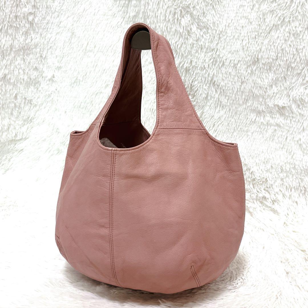 美品✨パピヨネ うさぎ バッグ ピンク トート 肩がけ レザー