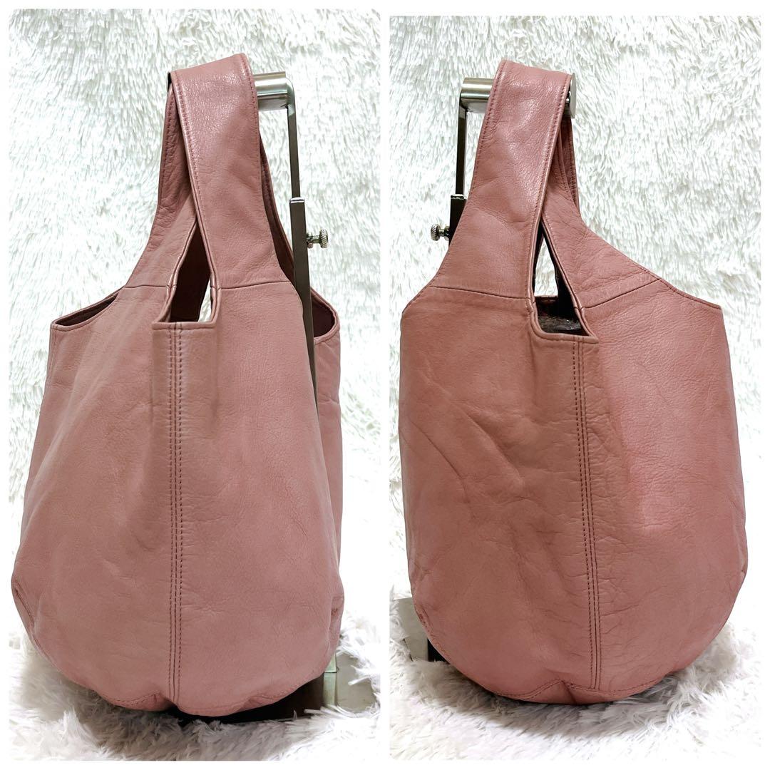 美品✨パピヨネ うさぎ バッグ ピンク トート 肩がけ レザー