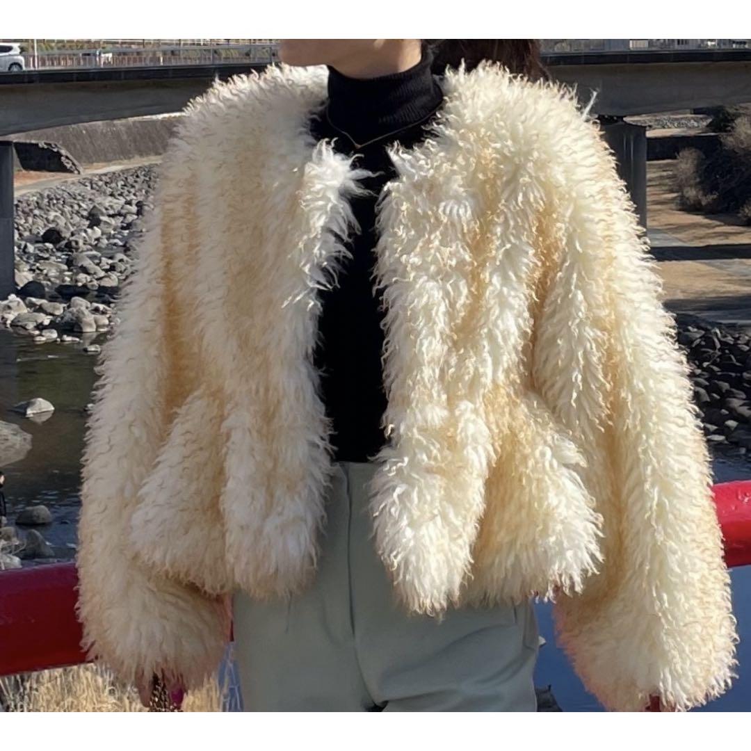 【正規品】Bibiy.数回着用RAMONA FUR COATファーコート BIBIY コート RAMONA FUR COAT ファーコート 22年秋冬新作
