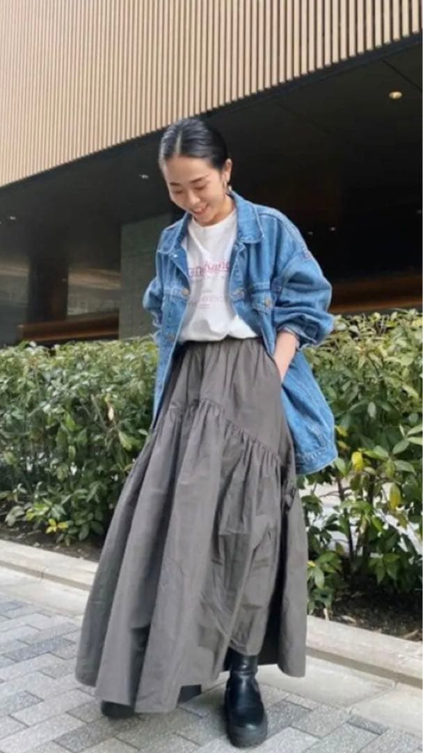 日本製 ungrid ギャザーデザインスカート ロングスカート