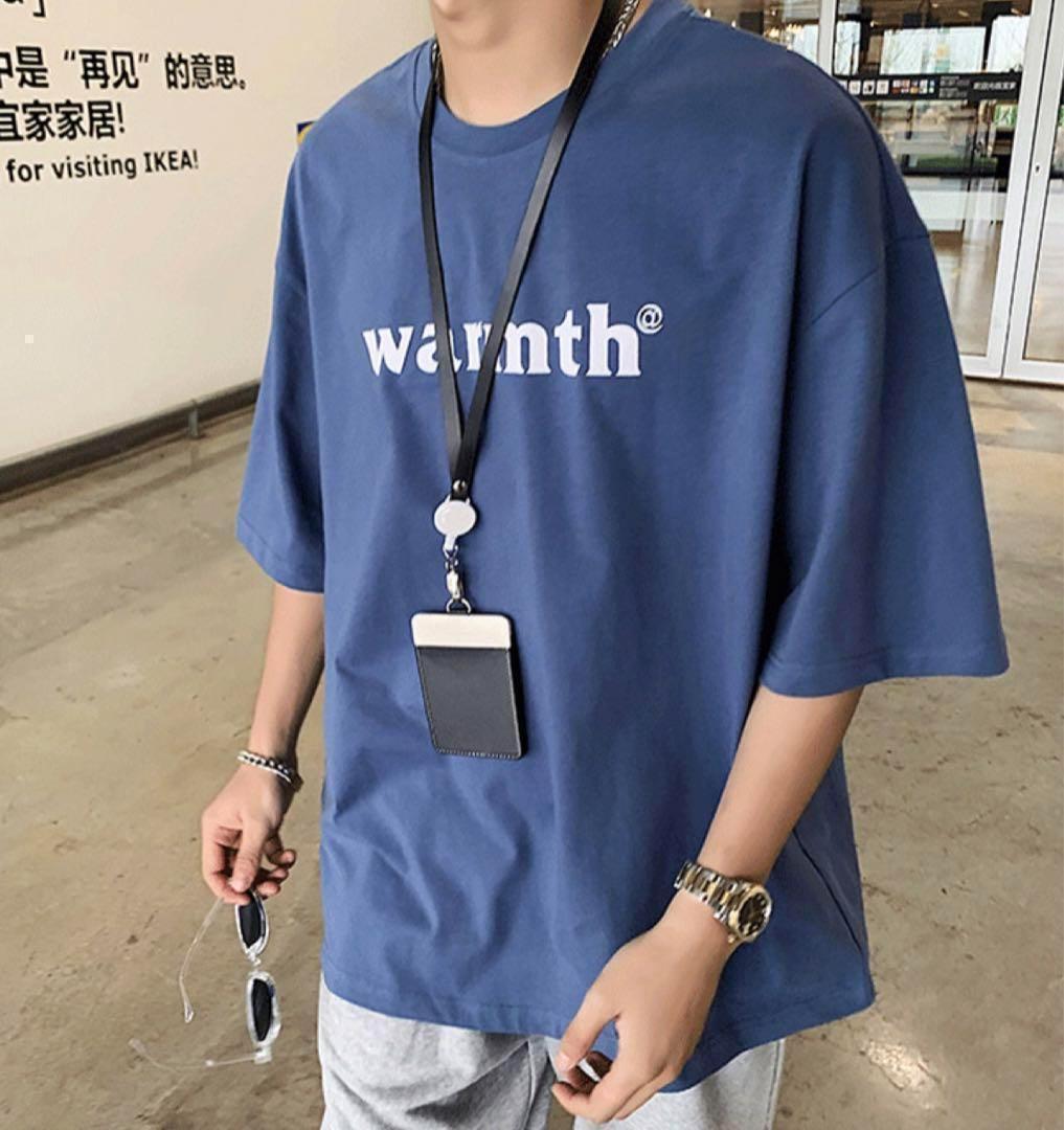 ワンポイント 前面 プリント 半袖 Tシャツ XL ネイビー ユニセックス 新品