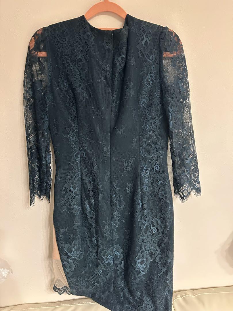 【ROBE de FLEURS Glossy 】胸元ジッパー グリーン ドレス