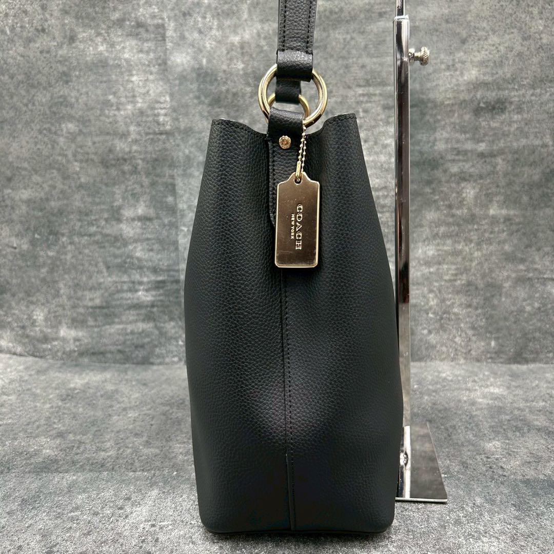 極美品 コーチ 2way タウンバケット ショルダーバッグ シボ革