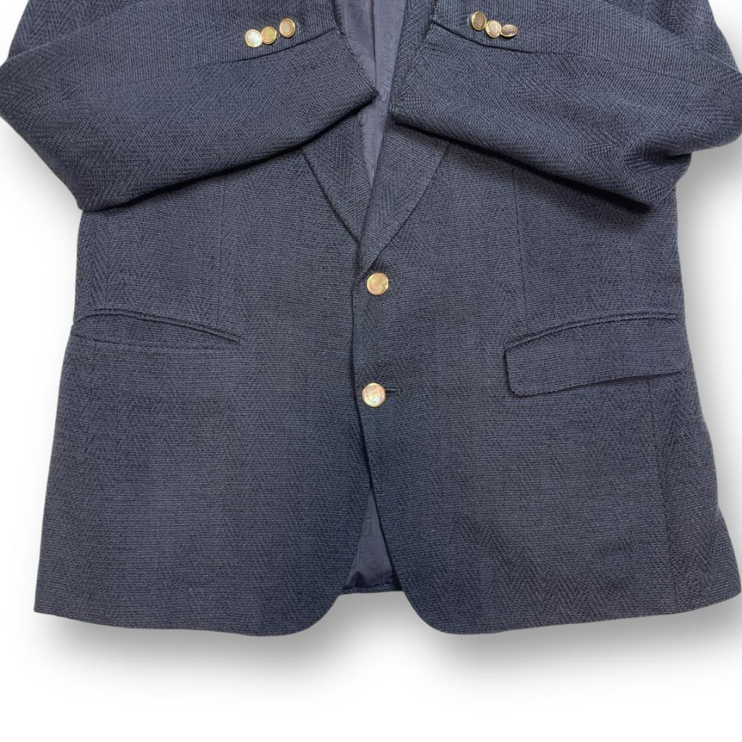 良品 LANVIN 2311 シルク100% テーラードジャケット ヘリンボーン