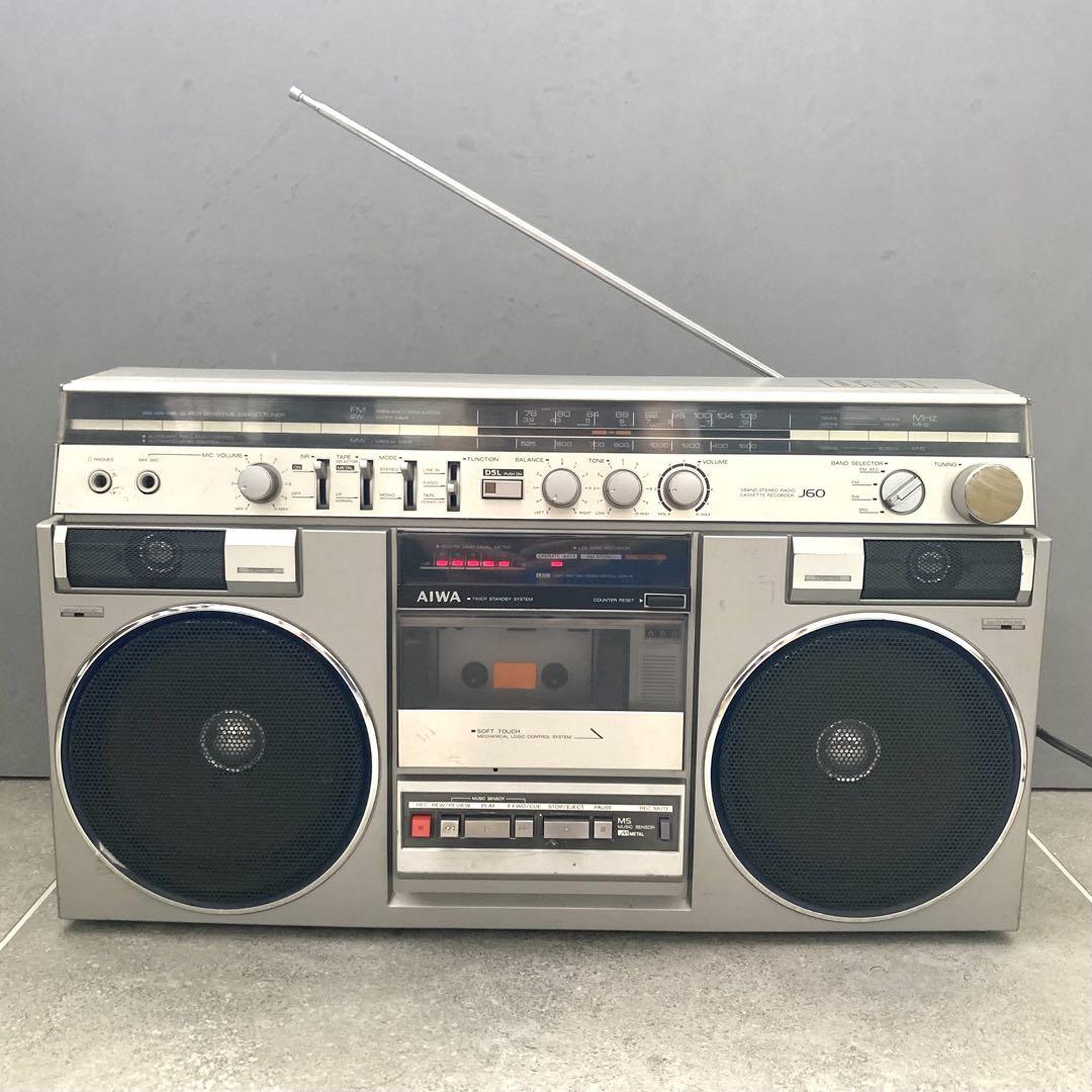 AIWA 】 アイワ CS-J60 ラジカセ 昭和レトロ 通電OK ジャンク