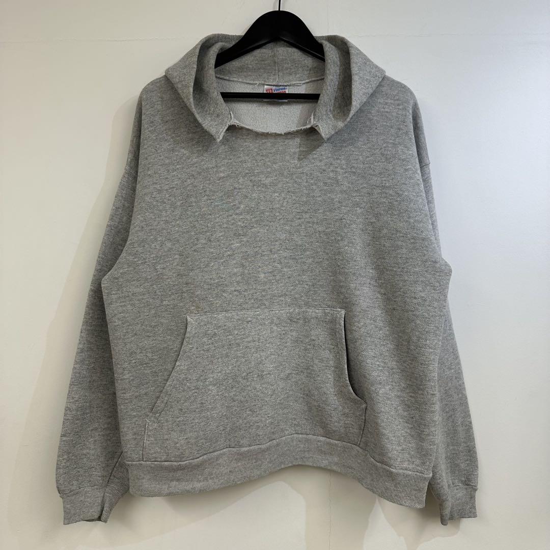 90s Hanes 無地 霜降りグレー　パーカー　USA製 ビンテージ　XL