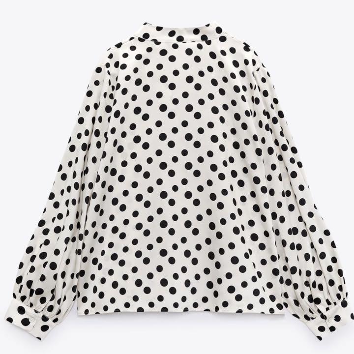 のサイズ 3 ドット柄ブラウス ドット柄シャツ ブラウス 2l1Yb-m36460446579 10迄限定出品 新品 ZARA ブラック