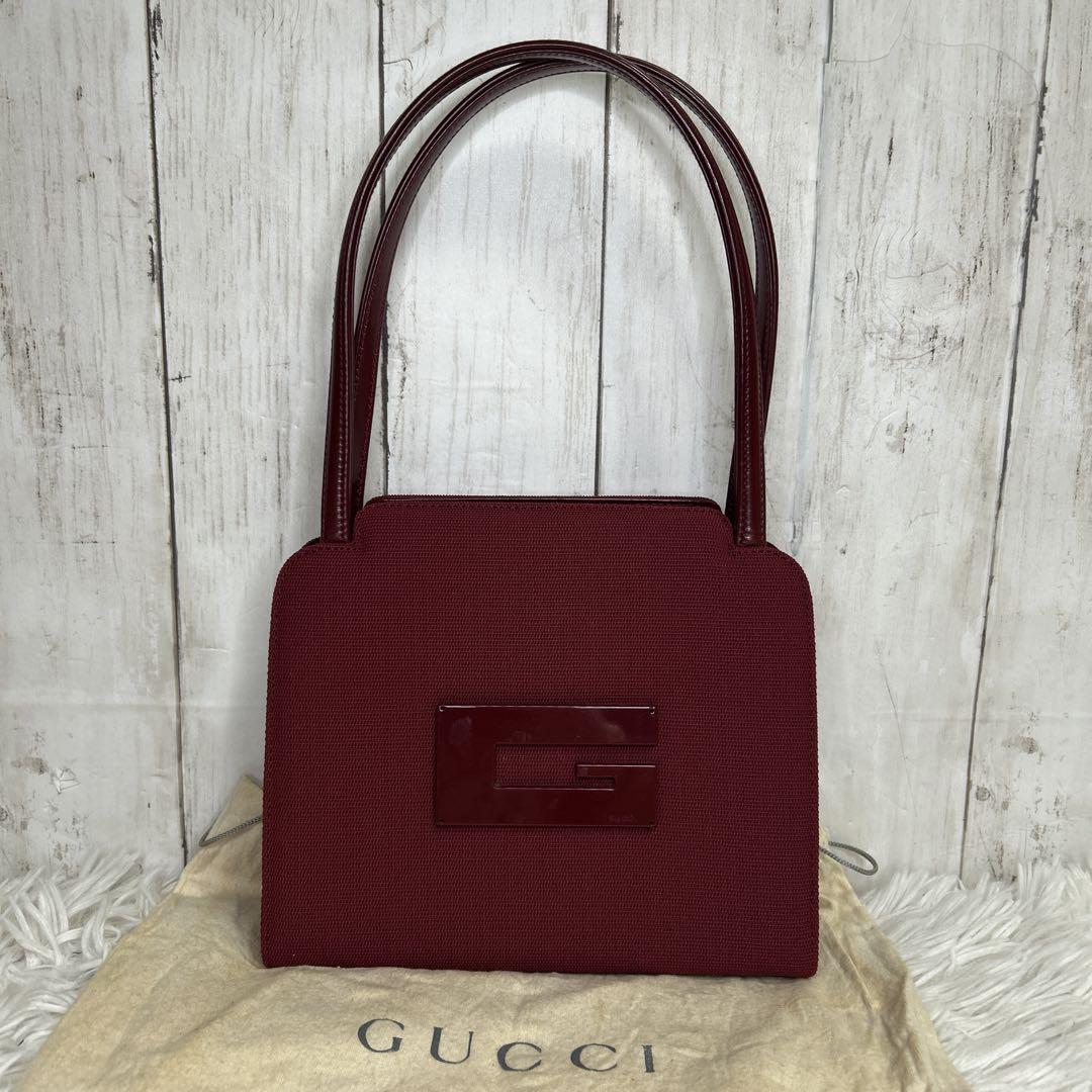 GUCCI ハンドバッグ Gロゴ トートバッグ ボルドー 赤 - メルカリ