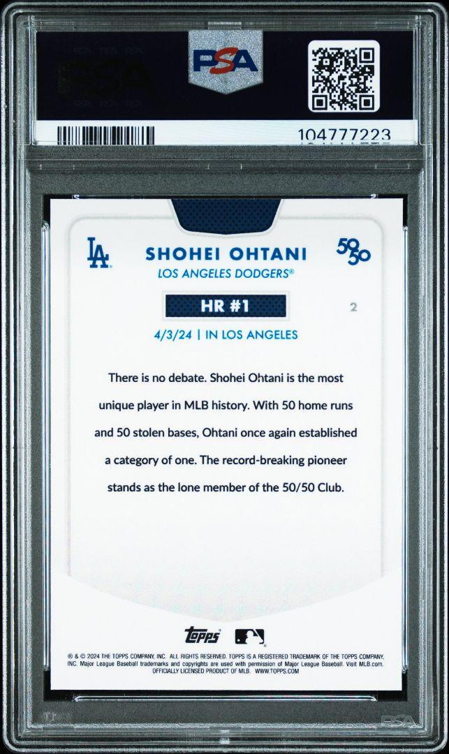大谷翔平 本物保証 2024/9/19 50-50達成試合チケットPSA認証10 2024/9/19 大谷翔平 50-50 達成試合 未使用チケット