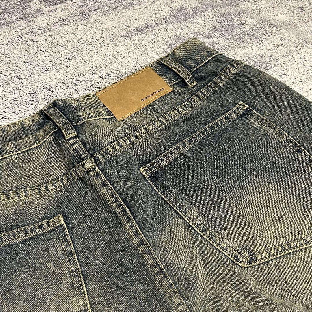パンツ damage gimmick wide denim archive archive -washed damage wide denim pants - メルカリ