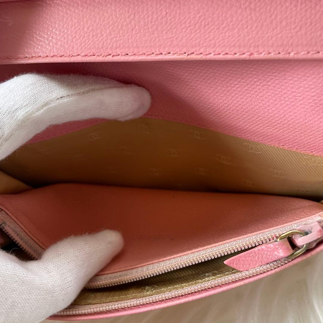 シャネル CHANEL 二つ折り 長財布 ココマーク ピンク ココボタン