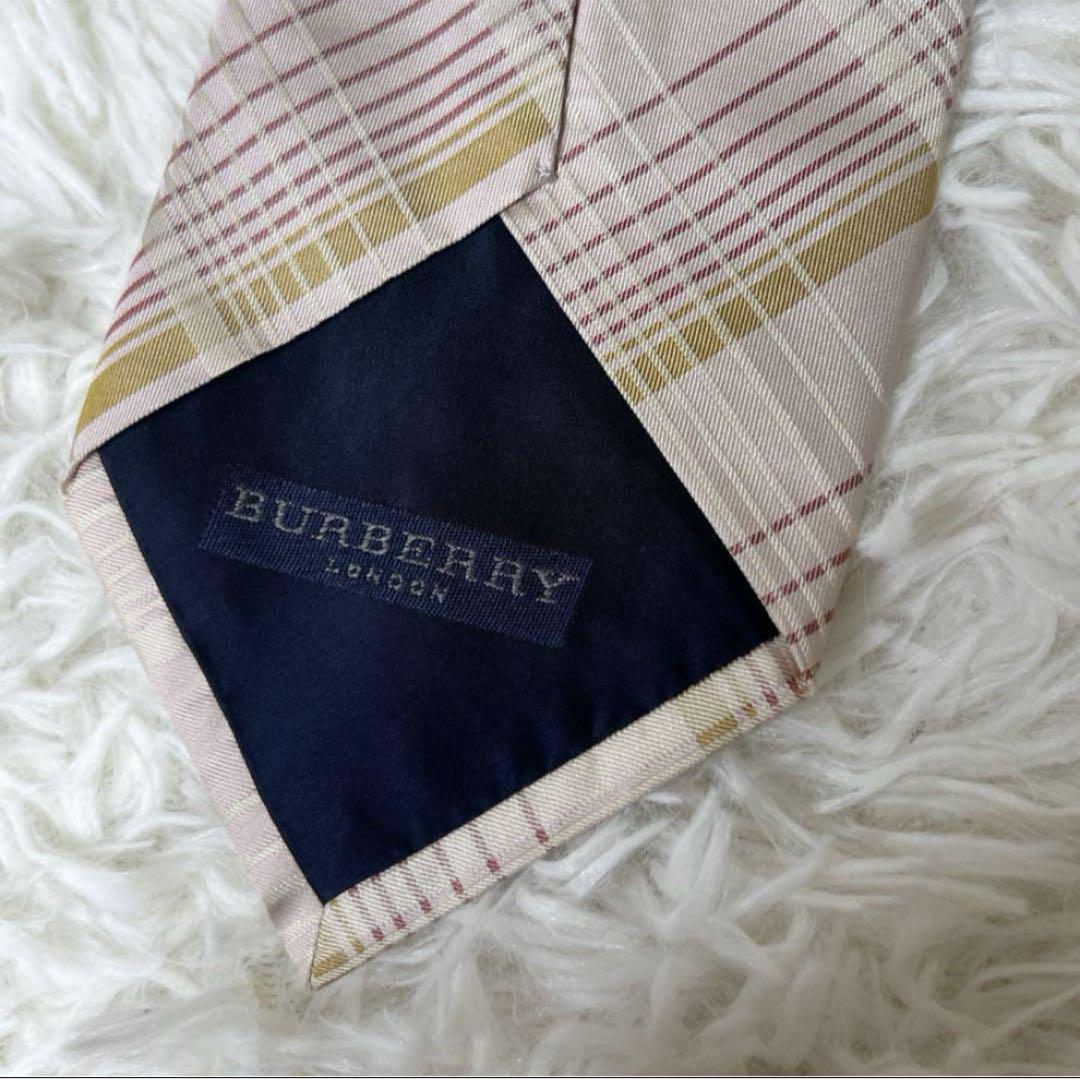 BURBERRYバーバリーネクタイ ハイブランド ピンク 高級シルク100
