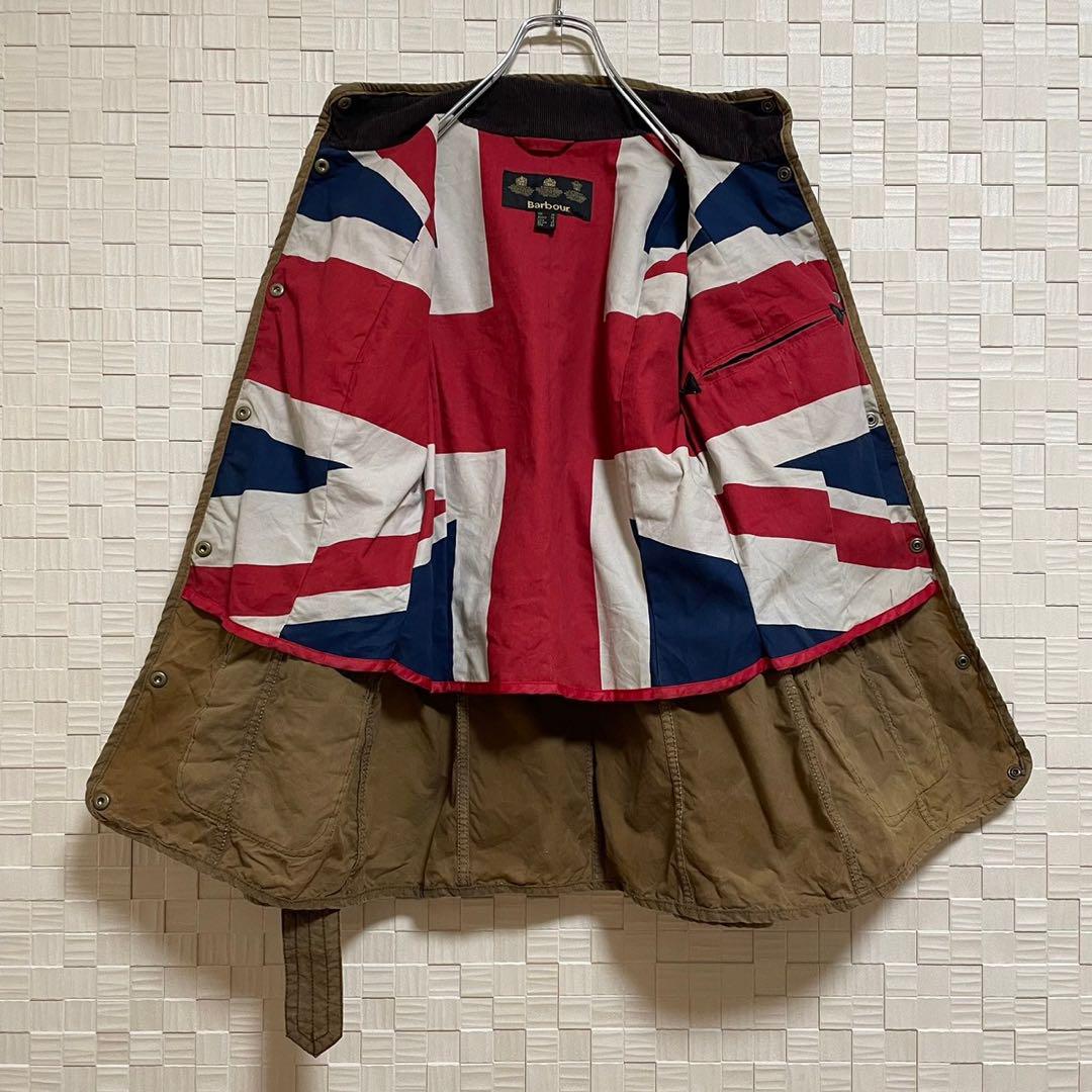 バブアー オイルドジャケット イギリス国旗裏地 UK10 L ベルト付 キャメル