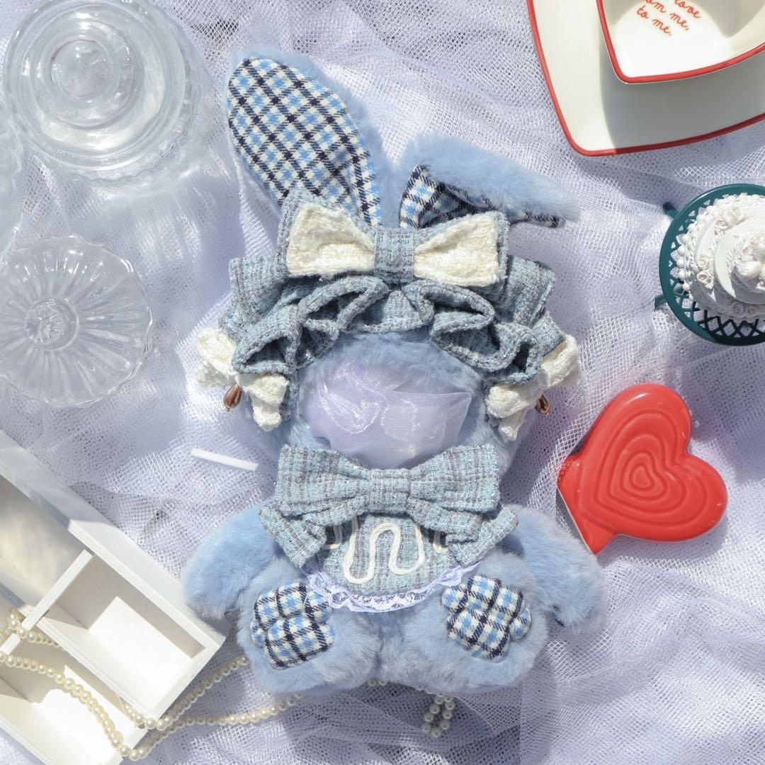 【約16cm 】手が動く♡肉球おすわりぬい服 ピンク×ホワイト垂れ耳うさぎ 約16cm 】手が動く♡肉球おすわりぬい服 ブルー×ホワイトチョコ