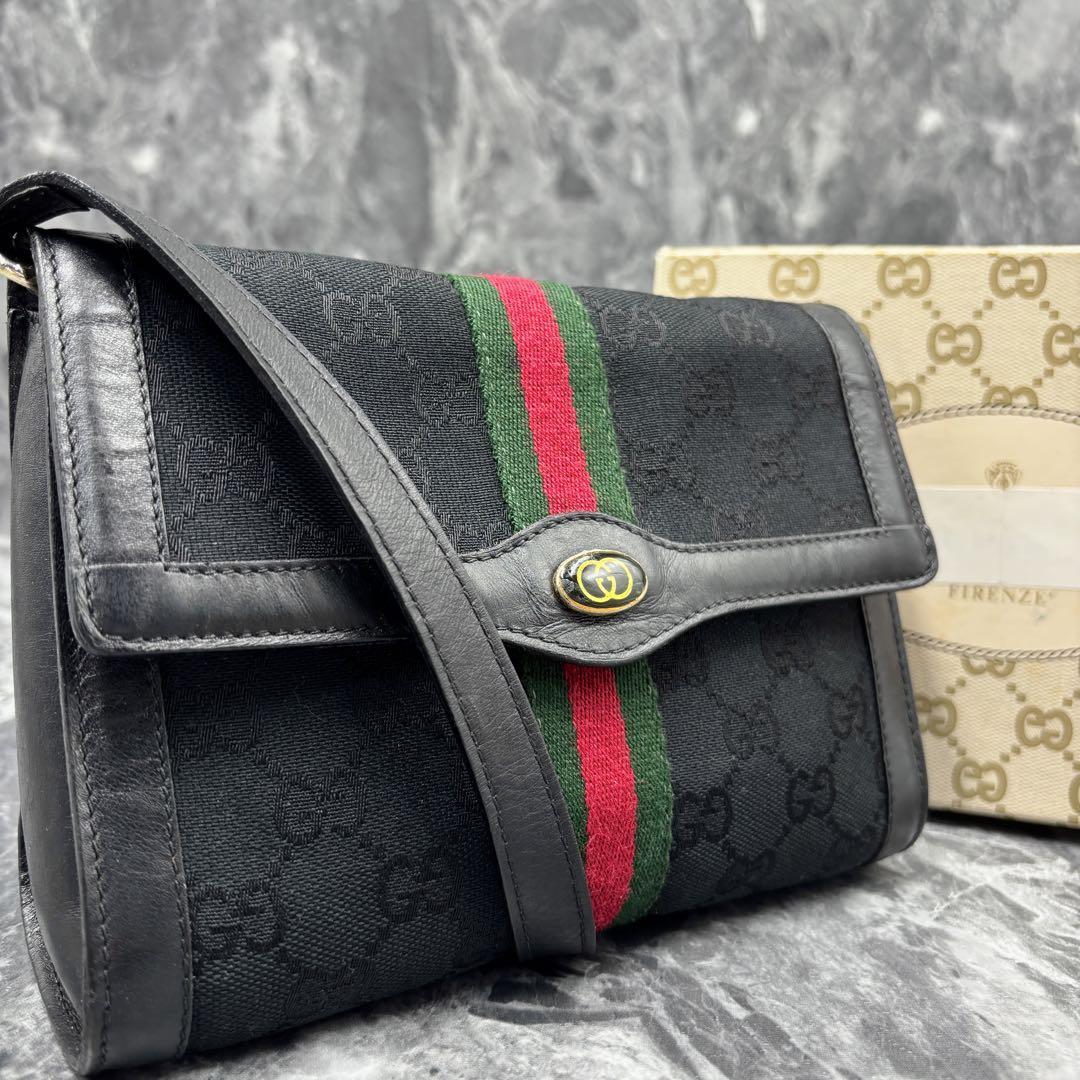✨極美品✨GUCCI シェリーライン 2way GG ショルダーバッグ 黒 ロゴ