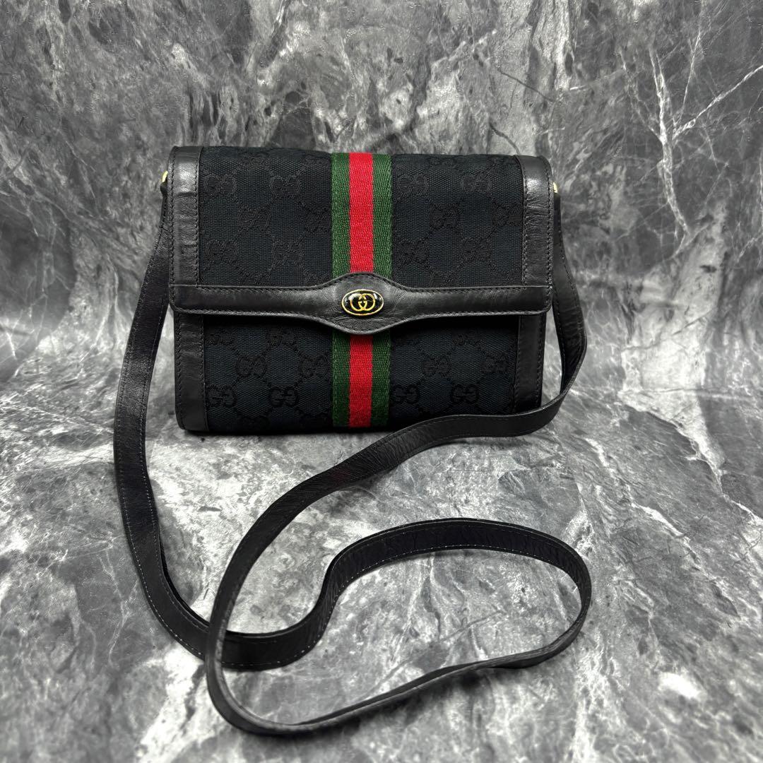 ✨極美品✨GUCCI シェリーライン 2way GG ショルダーバッグ 黒 ロゴ