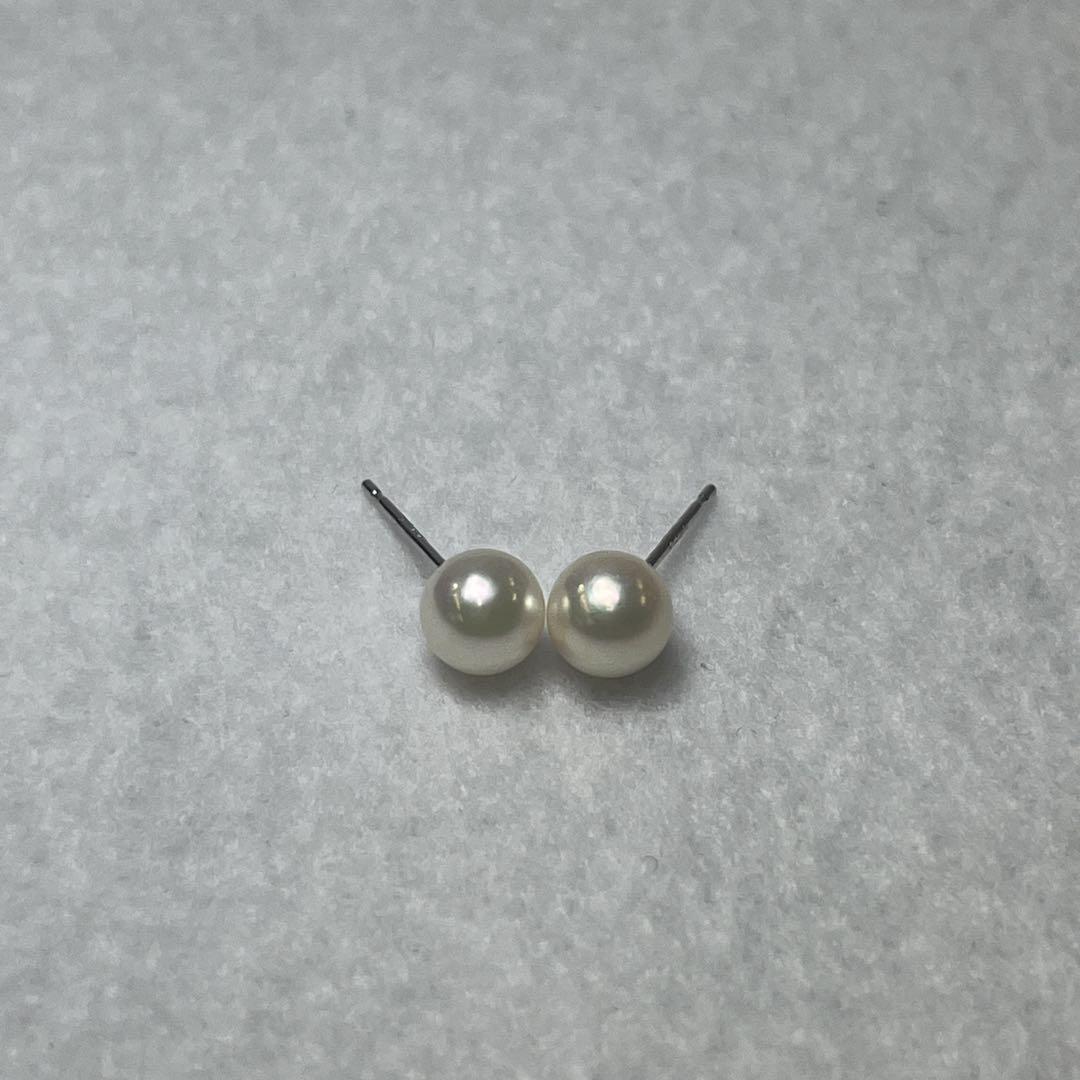 759 本真珠　パールピアス あこや真珠　5.5mm K14WG 厚巻