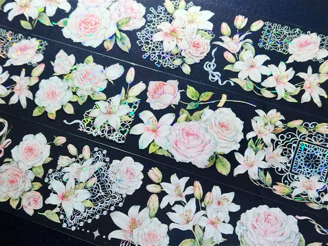 切売 909★ 海外 マスキングテープ マステ PET 装飾 花 人物 贝壳光 海外PETテープ 切り売り 花 水の秘密 海外マステ コラージュ