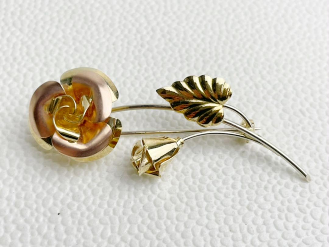 【美品】 薔薇　ブローチ　K18 お花　750　ゴールド　ヴィンテージ