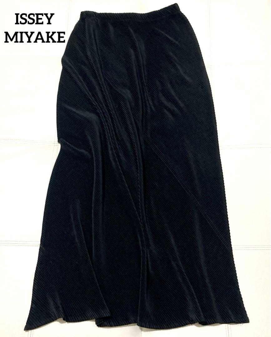 ISSEY MIYAKE イッセイミヤケ プリーツロングスカート ブラック 2約32cm