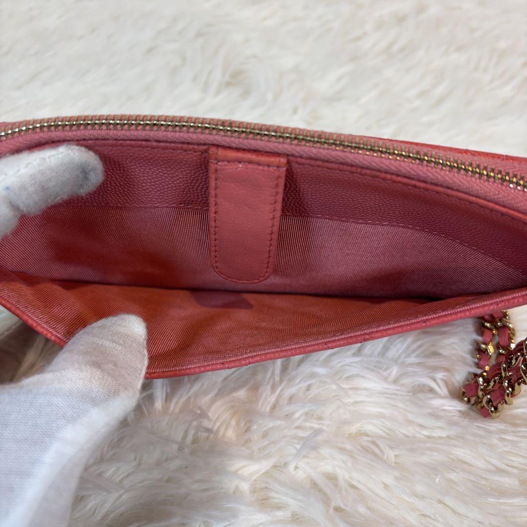 希少✨　シャネル　キャビアスキン　チェーンウォレット　財布　ココマーク