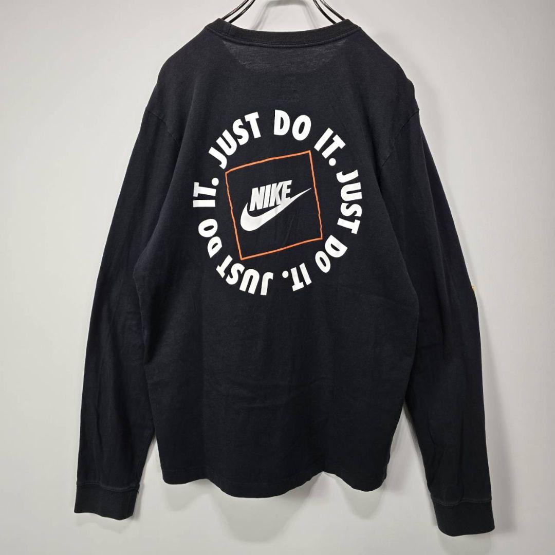 NIKE　長袖　Tシャツ　ロンT　L　バックプリント　ロゴ　ブラック　古着コーデ