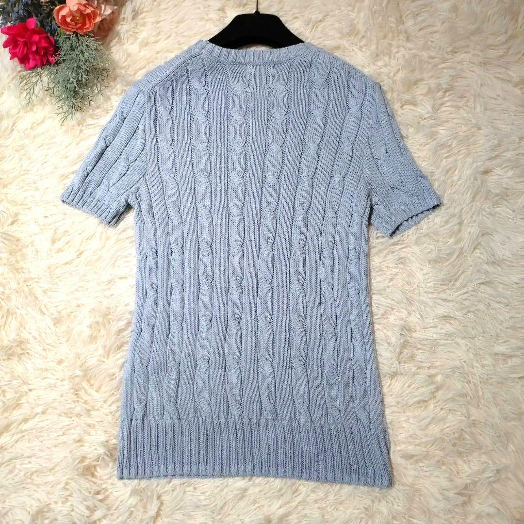 美品✨️　QRタグ　ポロラルフローレン　ケーブルニット　コットン半袖　ポニー刺繍