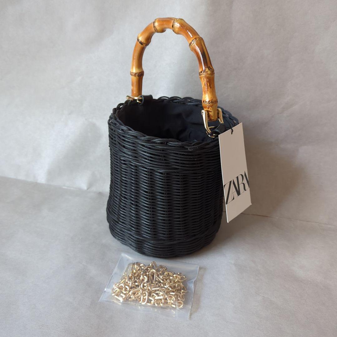 【新品】ZARA　バンブー2WAYかごバッグ　完売品