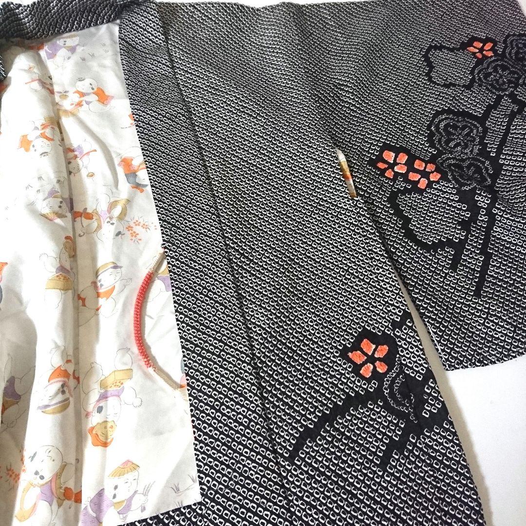 1467★正絹 総絞り 絞り黒地 羽織 7枚セット おまとめ リメイク素材